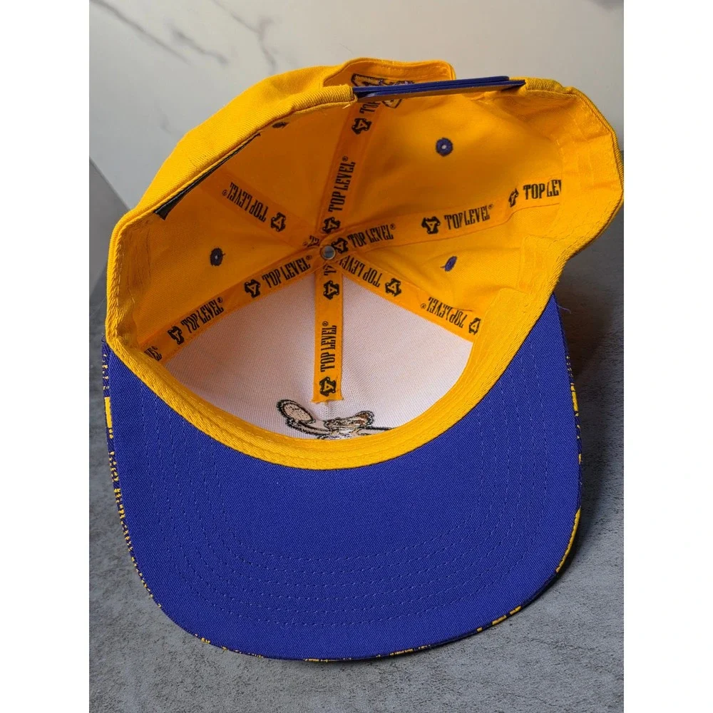 Top Level Kobe Bryant Legend 24 Bear Snapback Hat‎ Yellow Purple Newspaper Brim